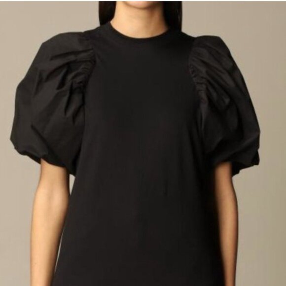 Elegant Black Puff Sleeve Mini Dress made in Italy - Picture 2 of 7